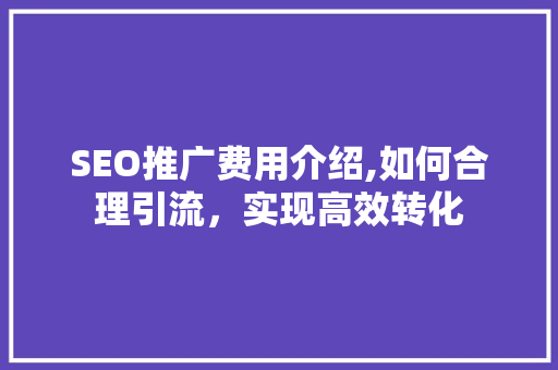 SEO推广费用介绍,如何合理引流，实现高效转化