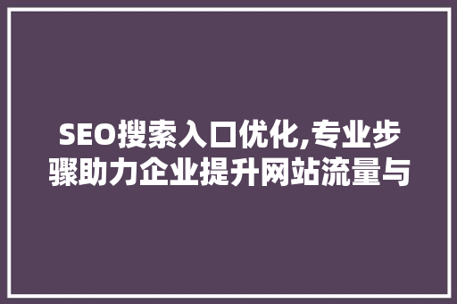 SEO搜索入口优化,专业步骤助力企业提升网站流量与品牌影响力
