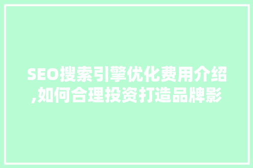 SEO搜索引擎优化费用介绍,如何合理投资打造品牌影响力