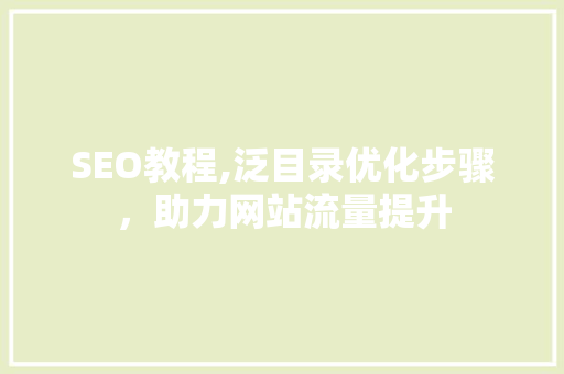 SEO教程,泛目录优化步骤，助力网站流量提升