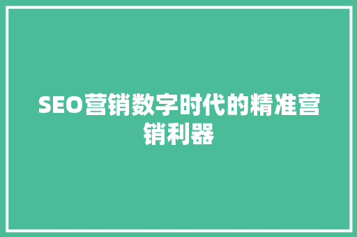 SEO营销数字时代的精准营销利器  第1张