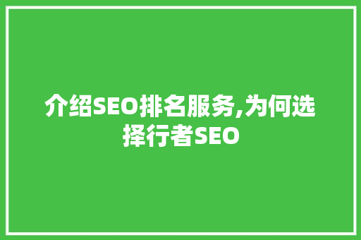 介绍SEO排名服务,为何选择行者SEO