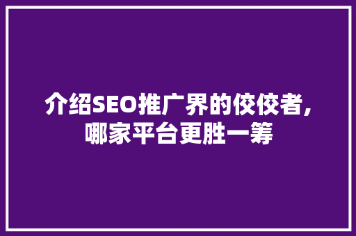 介绍SEO推广界的佼佼者,哪家平台更胜一筹