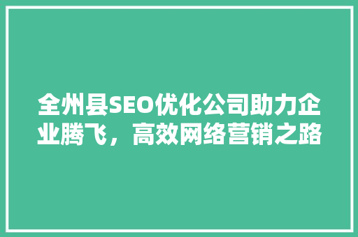 全州县SEO优化公司助力企业腾飞，高效网络营销之路