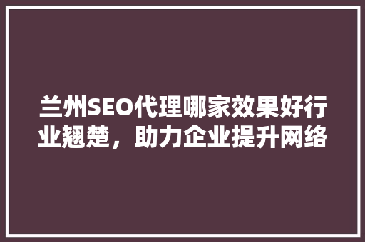 兰州SEO代理哪家效果好行业翘楚，助力企业提升网络曝光度