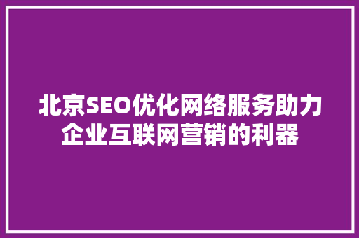 北京SEO优化网络服务助力企业互联网营销的利器