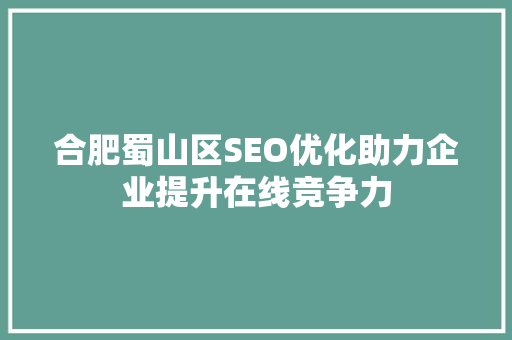合肥蜀山区SEO优化助力企业提升在线竞争力