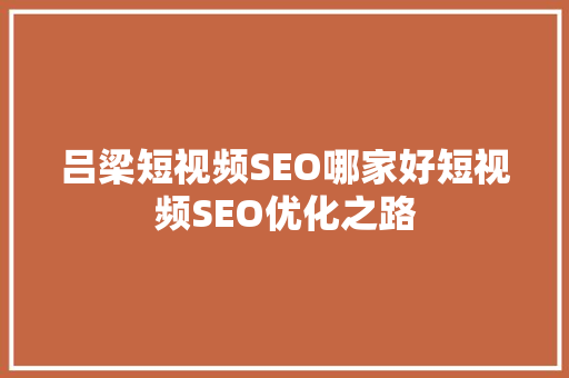 吕梁短视频SEO哪家好短视频SEO优化之路