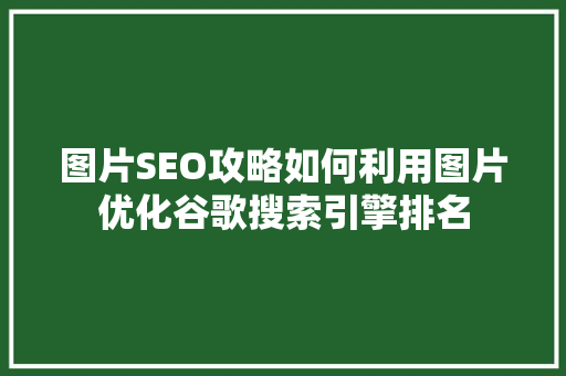 图片SEO攻略如何利用图片优化谷歌搜索引擎排名