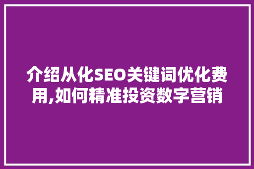 介绍从化SEO关键词优化费用,如何精准投资数字营销
