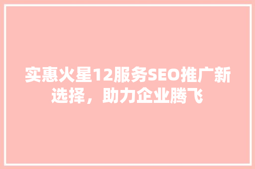 实惠火星12服务SEO推广新选择，助力企业腾飞