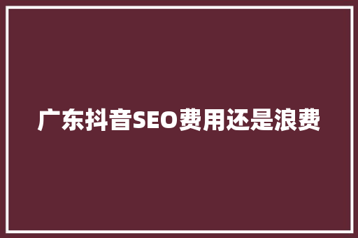 广东抖音SEO费用还是浪费  第1张