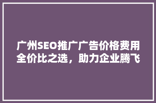 广州SEO推广广告价格费用全价比之选，助力企业腾飞