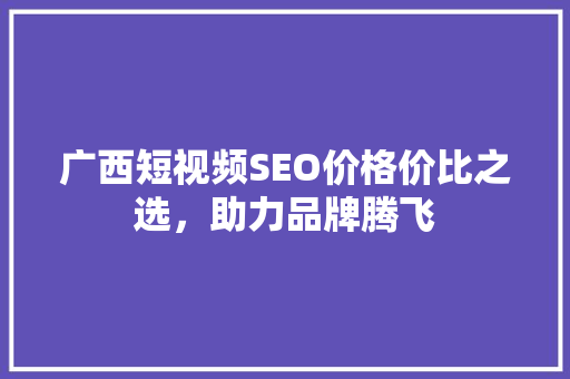 广西短视频SEO价格价比之选，助力品牌腾飞