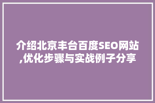 介绍北京丰台百度SEO网站,优化步骤与实战例子分享  第1张