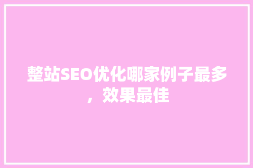 整站SEO优化哪家例子最多，效果最佳