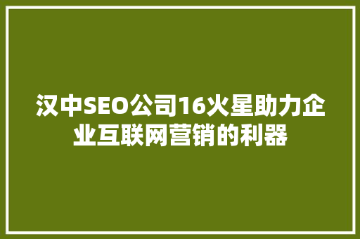 汉中SEO公司16火星助力企业互联网营销的利器