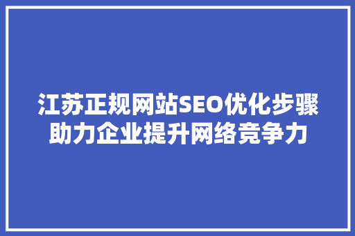 江苏正规网站SEO优化步骤助力企业提升网络竞争力  第1张