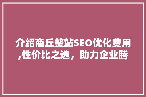 介绍商丘整站SEO优化费用,性价比之选，助力企业腾飞