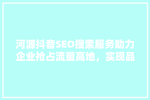 河源抖音SEO搜索服务助力企业抢占流量高地，实现品牌价值最大化