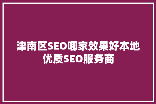 津南区SEO哪家效果好本地优质SEO服务商