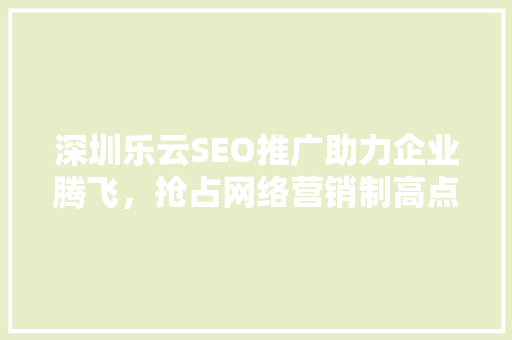 深圳乐云SEO推广助力企业腾飞，抢占网络营销制高点