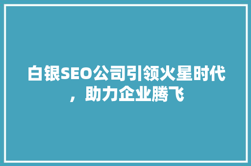 白银SEO公司引领火星时代，助力企业腾飞