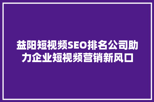 益阳短视频SEO排名公司助力企业短视频营销新风口