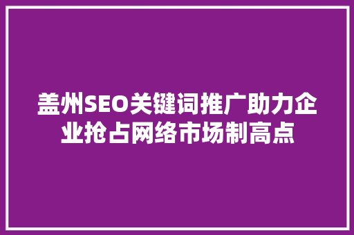 盖州SEO关键词推广助力企业抢占网络市场制高点