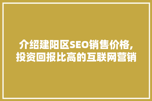 介绍建阳区SEO销售价格,投资回报比高的互联网营销之路