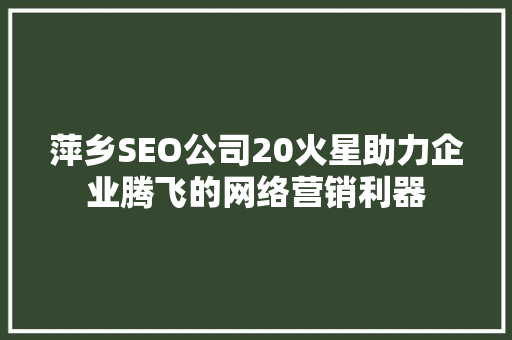 萍乡SEO公司20火星助力企业腾飞的网络营销利器
