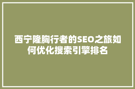 西宁隆胸行者的SEO之旅如何优化搜索引擎排名  第1张