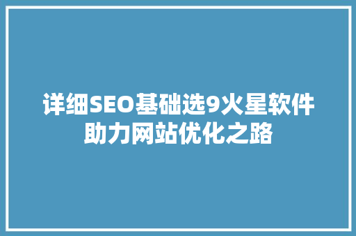 详细SEO基础选9火星软件助力网站优化之路