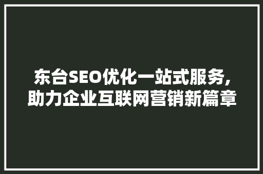 东台SEO优化一站式服务,助力企业互联网营销新篇章