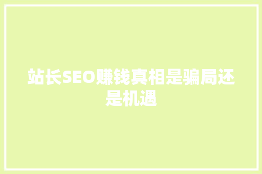 站长SEO赚钱真相是骗局还是机遇