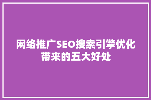 网络推广SEO搜索引擎优化带来的五大好处