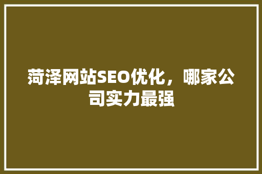 菏泽网站SEO优化，哪家公司实力最强