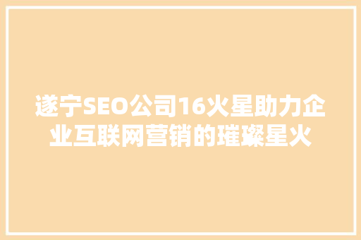 遂宁SEO公司16火星助力企业互联网营销的璀璨星火