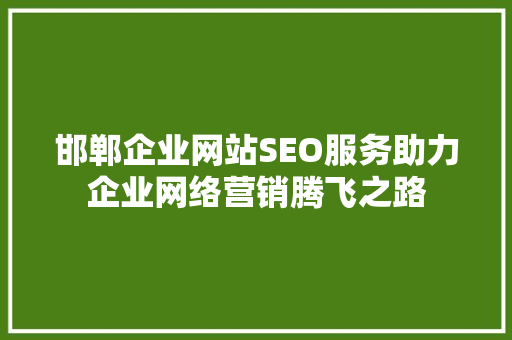 邯郸企业网站SEO服务助力企业网络营销腾飞之路
