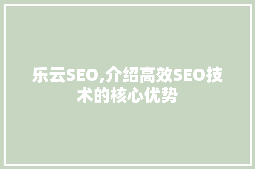 乐云SEO,介绍高效SEO技术的核心优势