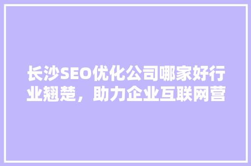 长沙SEO优化公司哪家好行业翘楚，助力企业互联网营销腾飞
