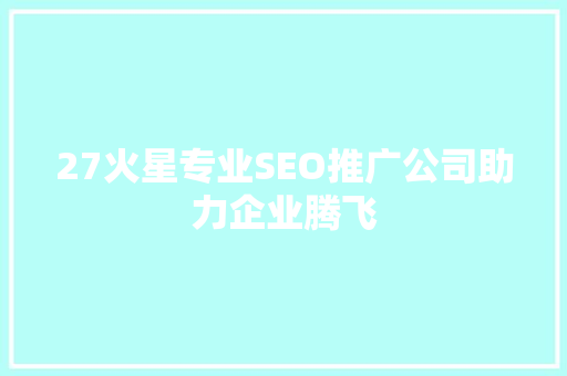 27火星专业SEO推广公司助力企业腾飞