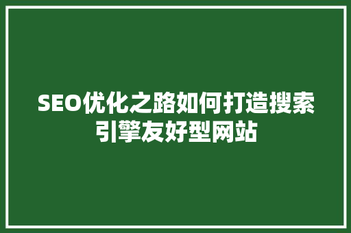 SEO优化之路如何打造搜索引擎友好型网站