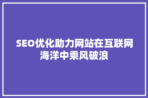 SEO优化助力网站在互联网海洋中乘风破浪