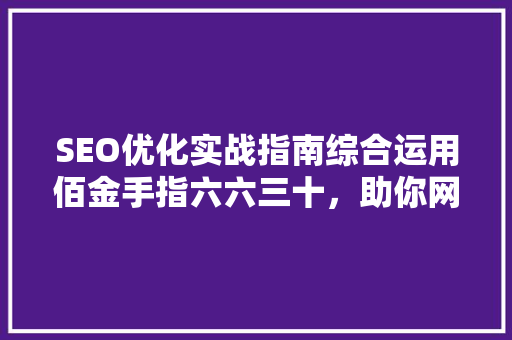 SEO优化实战指南综合运用佰金手指六六三十，助你网站排名更上一层楼