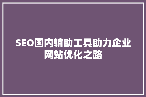 SEO国内辅助工具助力企业网站优化之路