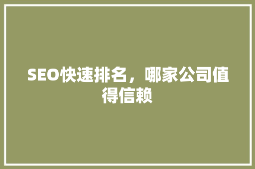 SEO快速排名，哪家公司值得信赖