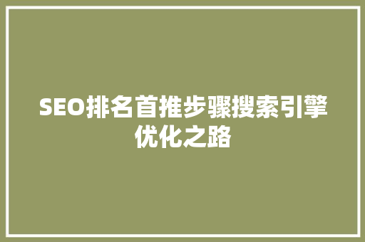 SEO排名首推步骤搜索引擎优化之路