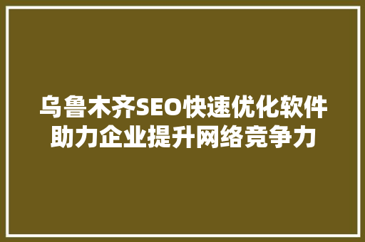 乌鲁木齐SEO快速优化软件助力企业提升网络竞争力