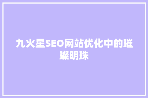 九火星SEO网站优化中的璀璨明珠  第1张